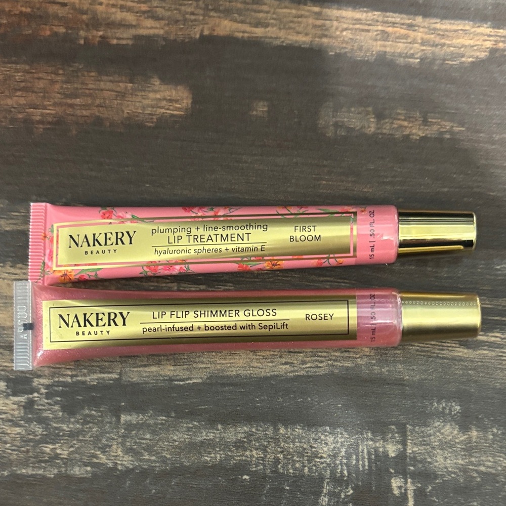 Lip Treatment in First Bloom and Lip Flip Shimmer Gloss in Rosey- set of 2-NEW